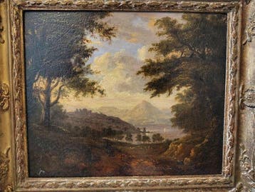 French School (XVIII-XIX) - Wooded landscape with a volcano