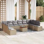 vidaXL Tuinbank Set met kussen 11 pcs Beige poly rattan, Tuin en Terras, Verzenden, Nieuw