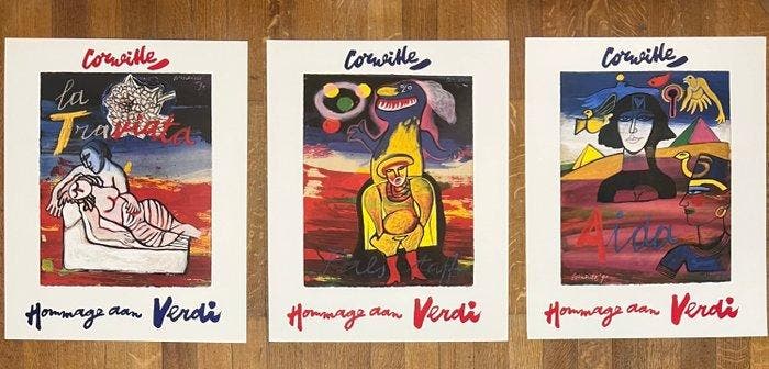 Corneille (1922-2010) - Lot de 3 affiches Affiches Hommage, Antiquités & Art, Antiquités | Autres Antiquités