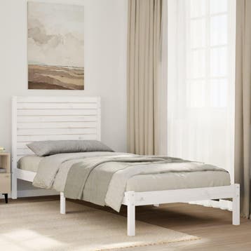 vidaXL Bedframe extra lang zonder matras massief hout wit, Verzenden
