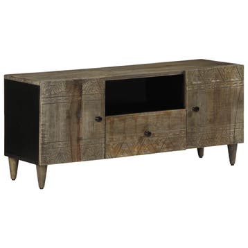 vidaXL Tv-meubel 105x33,5x46 cm massief mangohout lichtgrijs, Verzenden, Nieuw