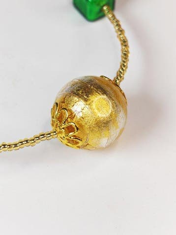 Murano-glas, goud 24 kt, zilver - Halsketting - Gouden