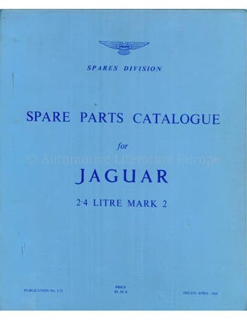 1964 JAGUAR MARK 2 ONDERDELENHANDBOEK ENGELS, Autos : Divers