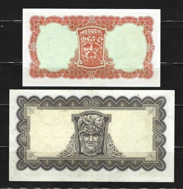 Ierland. - 10 Shillings, 5 Pounds - 1962 - Pick 63a, 65a, Postzegels en Munten