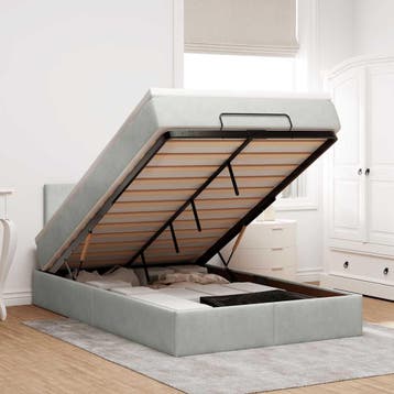 vidaXL Bed poef met matras 120x190 cm fluweel lichtgrijs, Verzenden, Nieuw