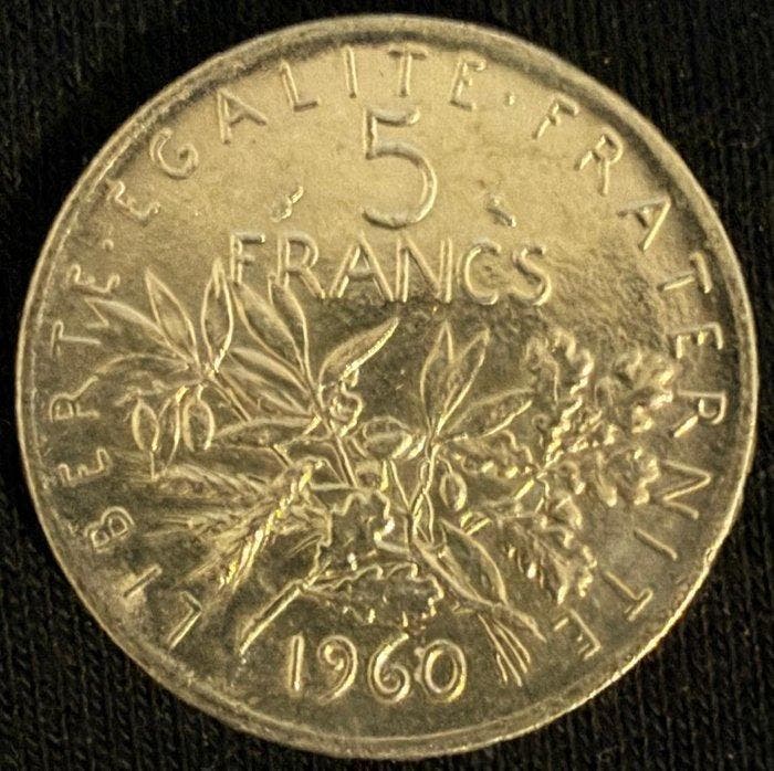 Frankrijk. 5 Francs 1960/1963 Semeuse (lot de 10 monnaies en, Timbres & Monnaies, Monnaies | Europe | Monnaies non-euro