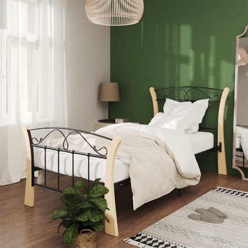 vidaXL Bedframe metaal zwart 90x200 cm, Verzenden