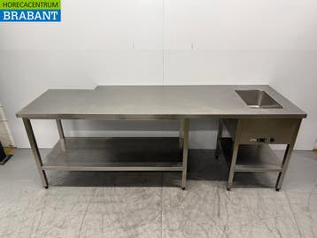 Table de travail en acier inoxydable avec Bain Marie intégré, Verzenden
