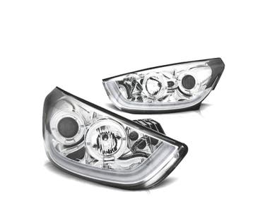 PHARES POUR HYUNDAI IX35 10-13 TUBE LIGHT FOND CHROMÉ, Verzenden