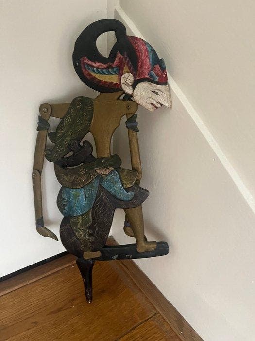 Duo wayang klitik figuren, beschilderd hout - Hout -, Antiek en Kunst, Kunst | Niet-Westerse kunst