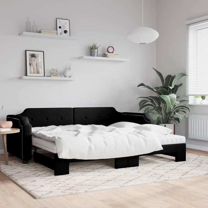 vidaXL Slaapbank met onderschuifbed en matrassen 80x200 cm, Maison & Meubles, Chambre à coucher | Lits, Envoi