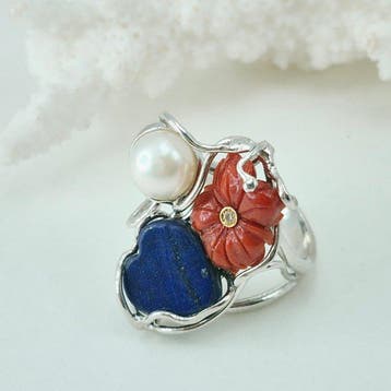 Koraal - Zilver - Ring - CORALLO MEDITERRANEO