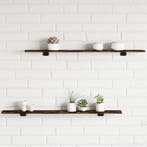 vidaXL Wandschappen 4 st 100x10x1,5 cm bewerkt hout gerookt, Huis en Inrichting, Woonaccessoires | Wandplanken en Boekenplanken
