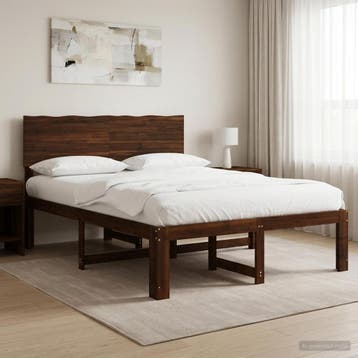 vidaXL Tweepersoonsbed met hoofdbord ROSTOCK Donkerbruin 120, Verzenden