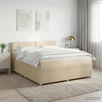vidaXL Boxspringbed met matras Crèmekleurig 140 x 190 cm, Verzenden, Nieuw