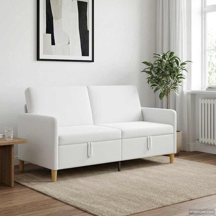 vidaXL Sofa met Opbergruimte Wit 172 x 78 x 87 cm Polyester, Maison & Meubles, Canapés | Salons, Envoi