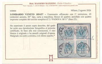 Italiaanse oude staten - Lombardije Venetië - 1854/1857, Gestempeld