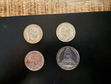 Allemagne, Empire Lot of 4 coins: 2, 3 Mark 1901/1913, incl.