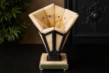 Console klok (3) - Art Deco Marmer/ Onyx - 1930-1940