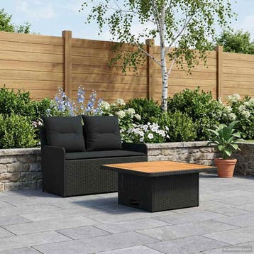 vidaXL Tuin Armleuning Sofa met Opklapbare Tafel 2 Stuk, Verzenden, Nieuw