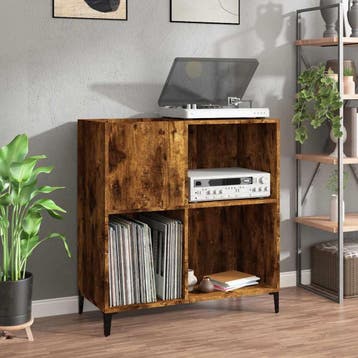 vidaXL Platenkast 84,5x38x89 cm bewerkt hout gerookt, Huis en Inrichting, Verzenden, Nieuw
