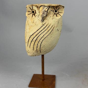 Ewa Budzowska - sculptuur, No reserve- the OWL- with 24carat