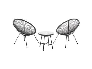 Veiling - Polyrotan Balkonset Ostana - 3-delig - Zwart, Tuin en Terras, Nieuw