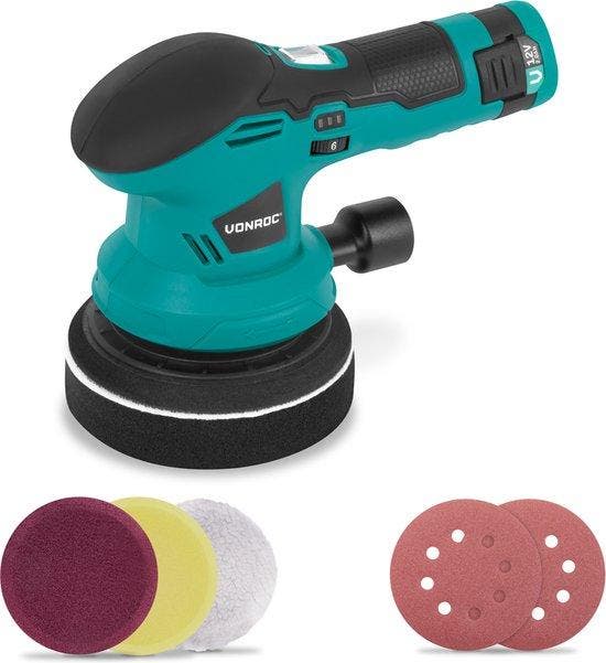 2dekans | VONROC Polijstmachine 12V - Ø 125mm - dual action, Doe-het-zelf en Bouw, Gereedschap | Schuurmachines, Ophalen of Verzenden