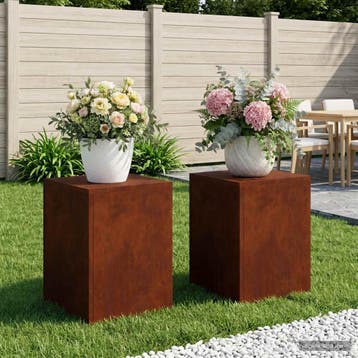 vidaXL Plantenstand 2 pcs Roestkleurig 30 x 30 x 40 cm, Tuin en Terras, Verzenden, Nieuw