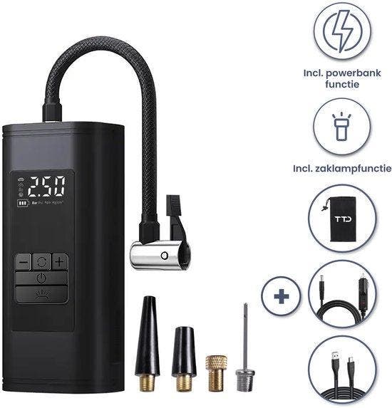 2dekans | TTD® Draagbare Elektrische Fietspomp en Bandenpomp, Télécoms, Batteries externes, Enlèvement ou Envoi