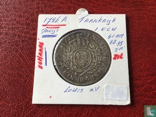 Frankrijk 1 écu 1726 (A), Postzegels en Munten, Munten | Europa | Niet-Euromunten, Losse munt, Goud, Zilver, Frankrijk, Verzenden