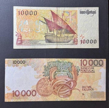 Portugal. - 2 x 10 000 Escudos - 1989/1996 (Sans prix de