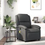 vidaXL Massagestoel van echt leer, grijs, Huis en Inrichting, Fauteuils, Verzenden, Nieuw