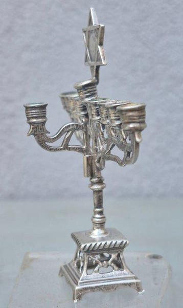 Britse zilverkeuren - Chandelier Chanoukhia - Argent 925 -, Antiquités & Art, Antiquités | Argent & Or