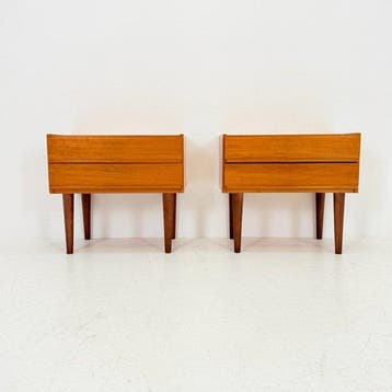 Nachtkastje - Teak - Een paar vintage teakhouten
