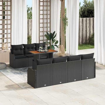 vidaXL Tuinbank Set 8 st Zwart, Tuin en Terras, Verzenden, Nieuw