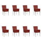 Set van 8 Leren eetkamerstoelen Deal met armleuning -, Ophalen of Verzenden, Nieuw, Leer, Eén