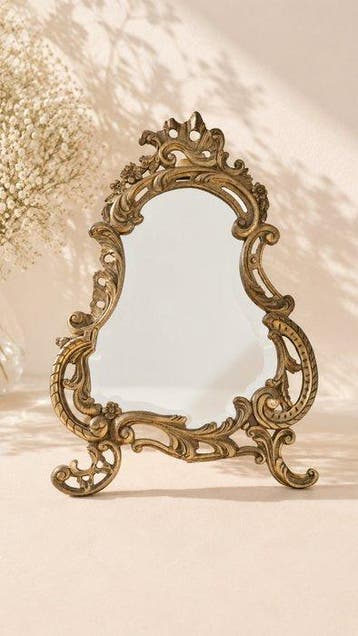Miroir de table de style Louis XV en bronze patiné - Travail
