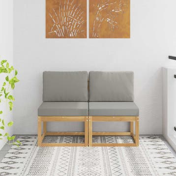 vidaXL 2 Stuk Buiten Midden Sofa Massief Acacia Hout Wit, Verzenden, Nieuw