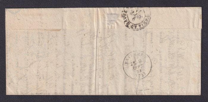 Frankrijk 1871 - Brief met driekleurige frankering van, Postzegels en Munten, Postzegels | Europa | Frankrijk