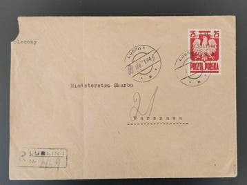 Polen 1945 - Poczta Polska Goznak RTRP Oversdrukuitgave 3, Gestempeld