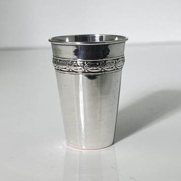 Tasse - Art Nouveau Floral Decoration - Argent 800 - Verre à, Antiquités & Art