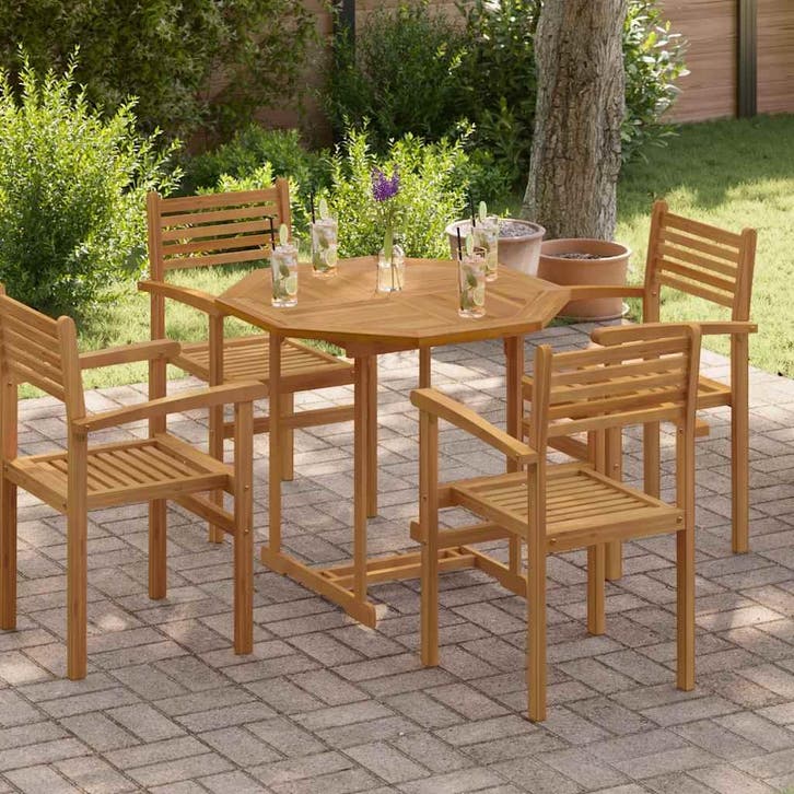 vidaXL Tafelblad achthoekig 90x90x2,5 cm massief teakhout, Huis en Inrichting, Tafelonderdelen, Nieuw, Verzenden