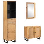 vidaXL Badkamer Sets met lade 3 pcs Naturel Massief Mango, Verzenden, Nieuw