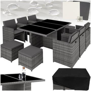 Aluminium rotan zitgroep New York 6+4+1 met beschermhoes, Verzenden, Nieuw