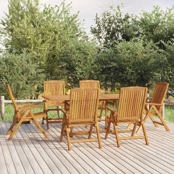 vidaXL 7-delige Tuinset massief teakhout, Tuin en Terras, Verzenden, Nieuw, Tuinset