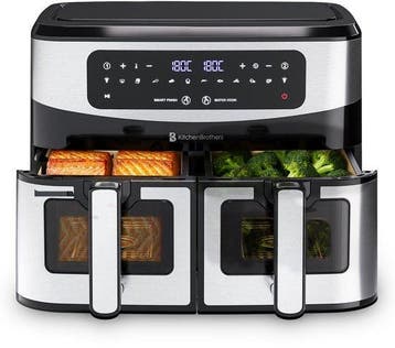 2dekans | KitchenBrothers Dubbele Airfryer - 2400W - Dual, Ophalen of Verzenden