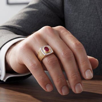Zonder minimumprijs - Ring 18-karaats goudlaag, Zilver, Nieuw