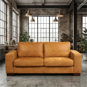 Leren bank Enjoy - 2,5 zits - Kenia Cognac (cognac) - Poten, Ophalen of Verzenden
