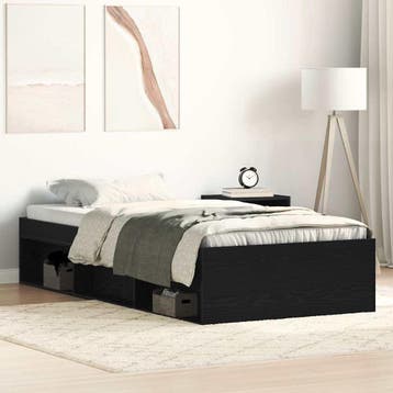 vidaXL Bedframe zonder matras 100x200 cm spaanplaat zwart, Huis en Inrichting, Slaapkamer | Bedden, Verzenden, Nieuw